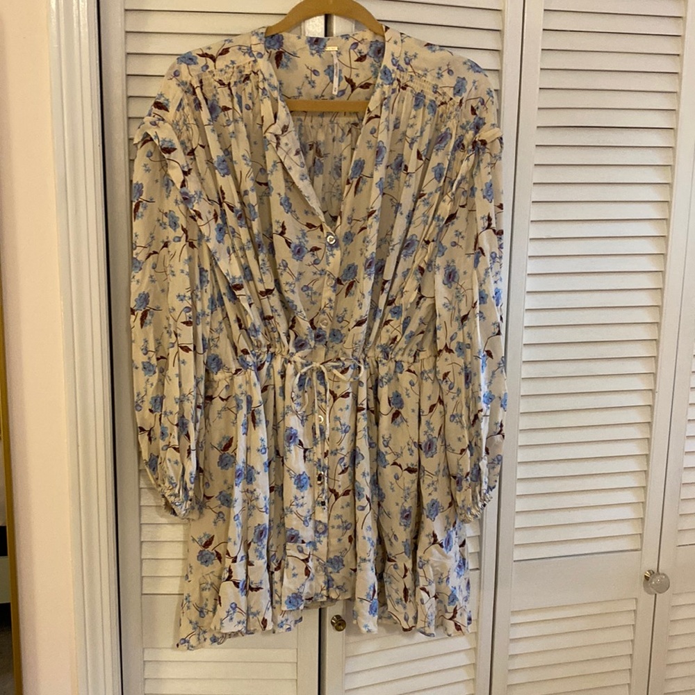 Free People floral gathered waist dress